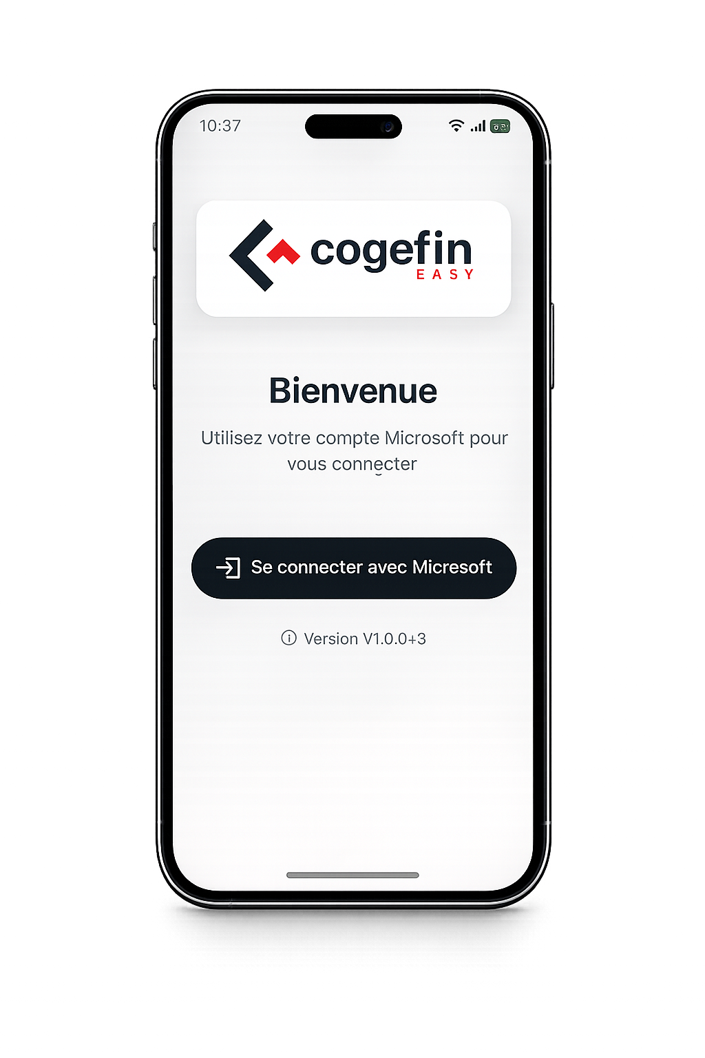 Capture d'écran Cogefin App - écran d'accueil